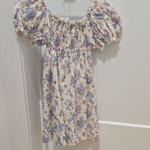 Elegant Floral Puff Sleeve Kids Dress